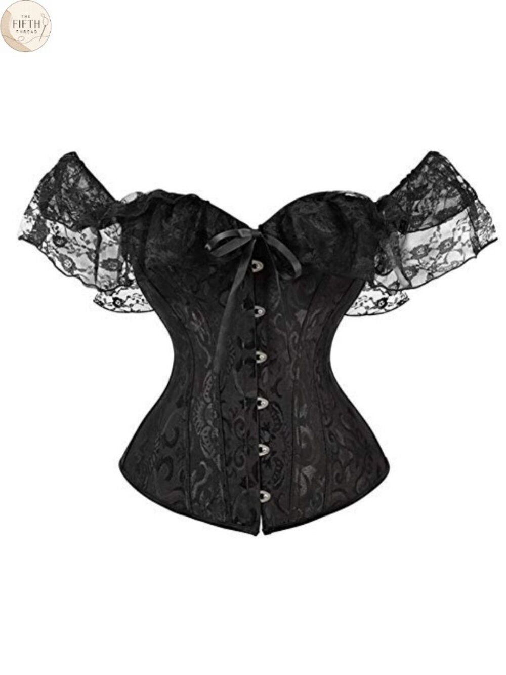 Lace Up Overbust Corset Top Jacquard Satin Steel Busk Renaissance Bustier